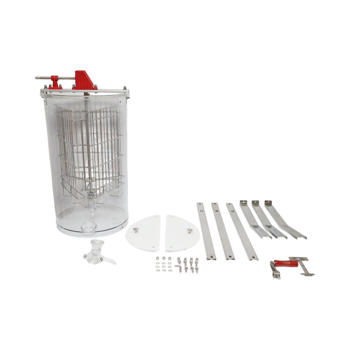 Centrifuga manuala apicola, extractor miere transparent cu 3 rame